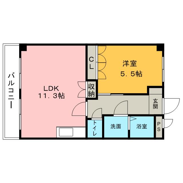 リオグランデかわの(1LDK/2階)の間取り写真