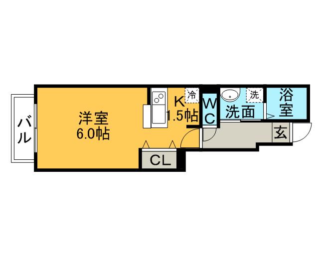 アンソレイエメゾン五号館(1K/1階)の間取り写真