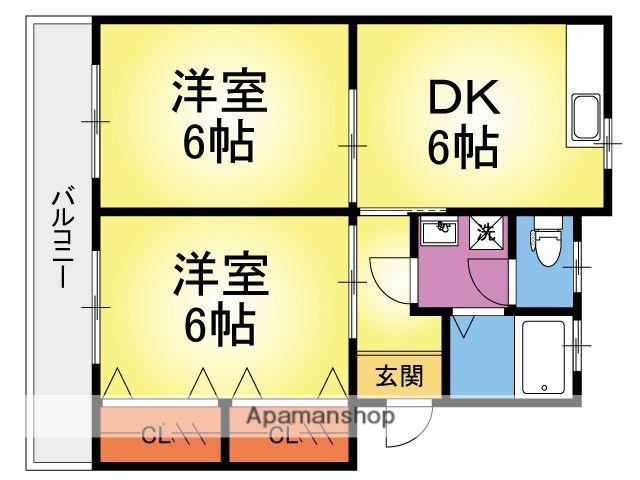 コーポパルテⅡ(2DK/3階)の間取り写真