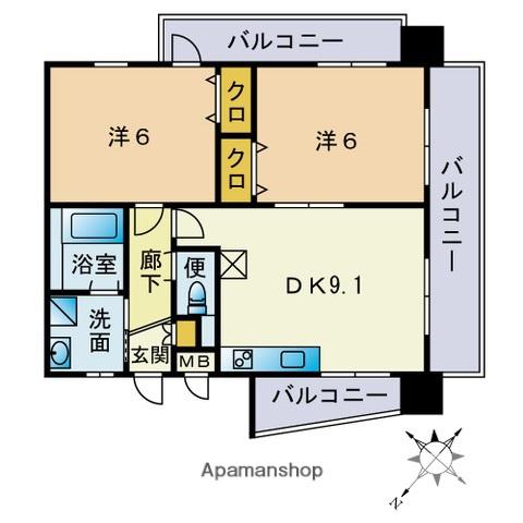 RUSSIE 博多駅南(2LDK/8階)の間取り写真