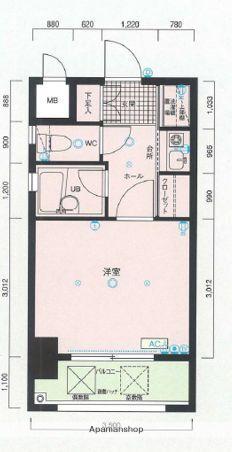 ピュアドームパレス博多(1K/8階)の間取り写真