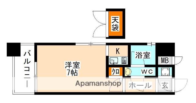 エステート・モア・博多公園通(1K/11階)の間取り写真