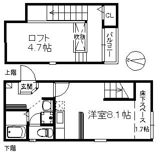 POLARIS STAR 周船寺(ワンルーム/1階)の間取り写真