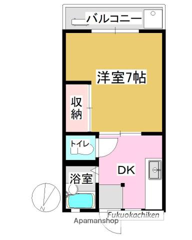 エバグリーンハウス(1K/2階)の間取り写真