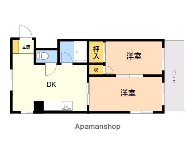 ウエストウッド姪浜(2DK/3階)の間取り写真