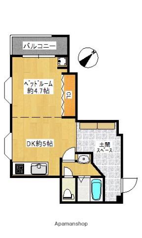 エリーナプラザ西新西(1DK/3階)の間取り写真