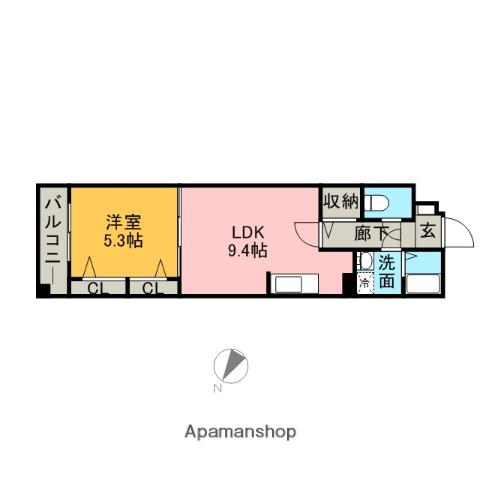 ディー・ウイングタワー(1LDK/6階)の間取り写真