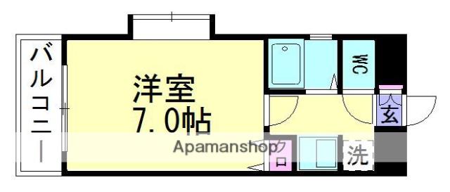 サンコーポ別府(1K/9階)の間取り写真