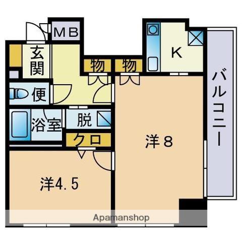 ハイネス大手門(1LDK/9階)の間取り写真