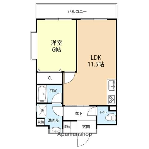 アンピール天神南(1LDK/6階)の間取り写真