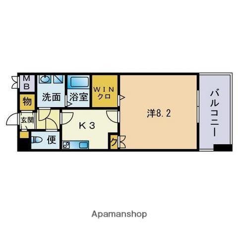 シエル薬院(1K/10階)の間取り写真