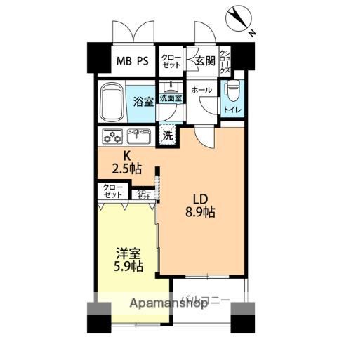 ラクレイス平尾ステーション(1LDK/15階)の間取り写真