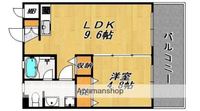 エスコート西片江(1LDK/2階)の間取り写真