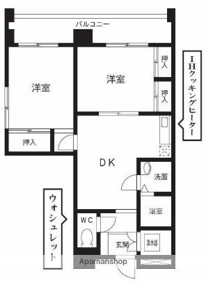 今泉ハイツ(2DK/5階)の間取り写真
