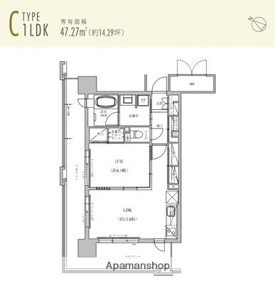 テングッド渡辺通(1LDK/5階)の間取り写真