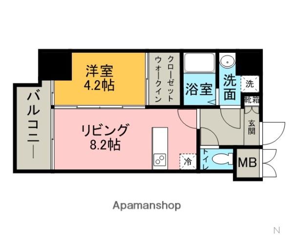 VIDA博多(1LDK/2階)の間取り写真