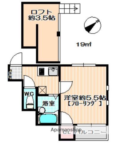 フリーデ地行(1K/1階)の間取り写真