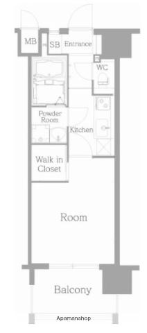 エンクレスト天神MERS2(1K/2階)の間取り写真