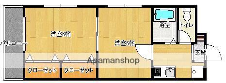 姪浜西ハイツB棟(2K/2階)の間取り写真