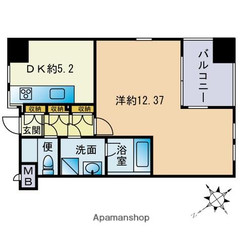 クレアセンターマーク(1DK/7階)の間取り写真