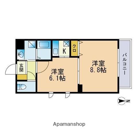 ポポラーレ姪浜(2K/2階)の間取り写真