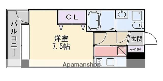 エステートモア別府(1K/8階)の間取り写真