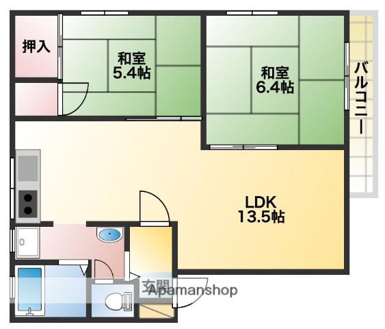 フレグランスYO(2LDK/2階)の間取り写真