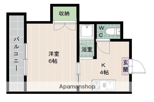 ルネッサンス室見(1K/6階)の間取り写真