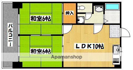 グランドール周船寺(2LDK/4階)の間取り写真
