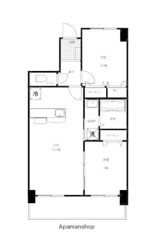 リヴェールコート姪浜(2LDK/2階)の間取り写真
