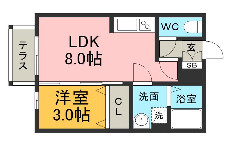 ロイヤルコート東那珂(1LDK/1階)の間取り写真