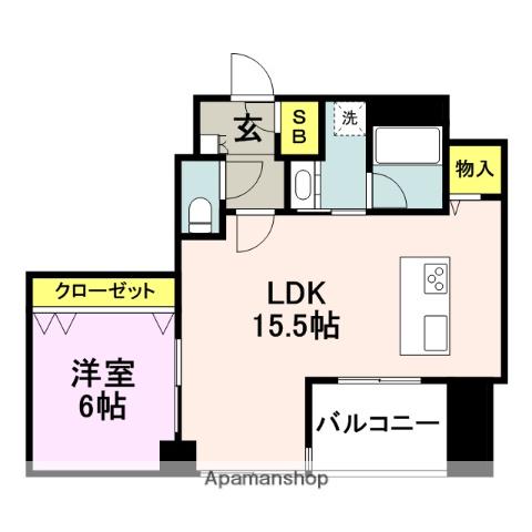 ロイヤルパークス大名(1LDK/19階)の間取り写真