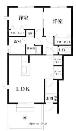 クオーレ南片江(2LDK/1階)の間取り写真
