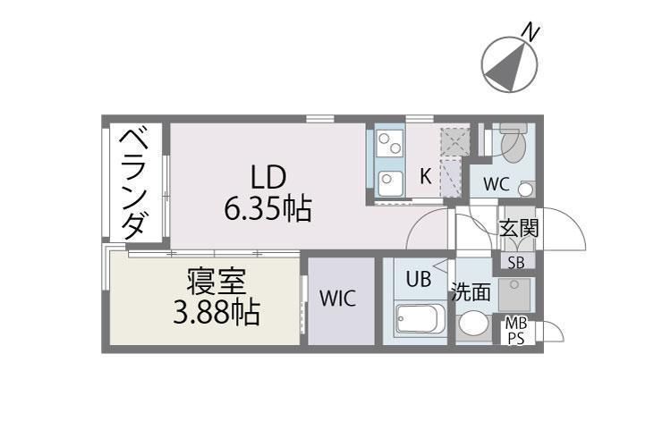 サニークレスト西新(2K/3階)の間取り写真