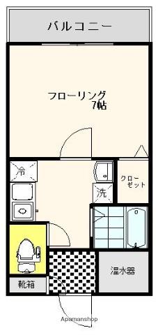 パインテール高宮東(1K/5階)の間取り写真