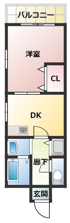 フォーサイト高宮東RENATUS(1DK/4階)の間取り写真