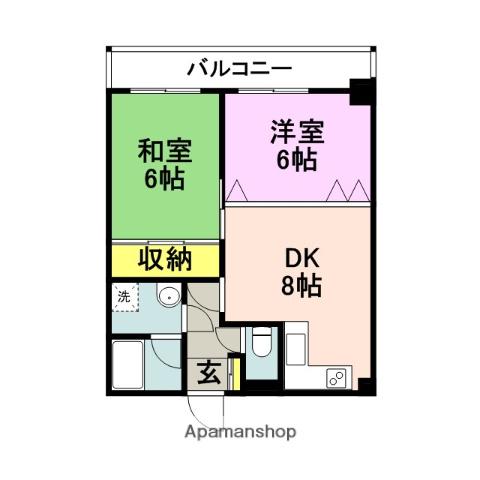 ダブルーンⅦ白金(2DK/2階)の間取り写真