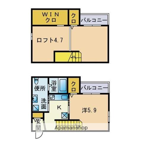 アースライフ周船寺(1K/1階)の間取り写真