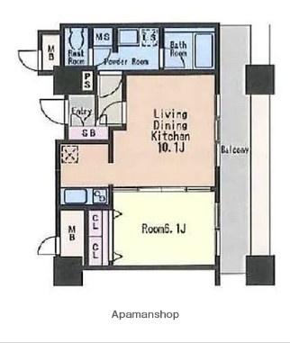 KDXレジデンス大濠ハーバービュータワー(1LDK/6階)の間取り写真
