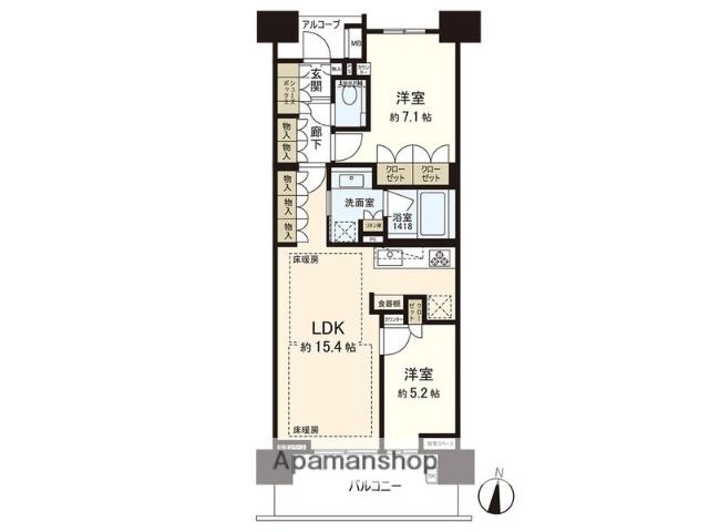 ザ・パークハウス桜坂サンリヤン(2LDK/19階)の間取り写真