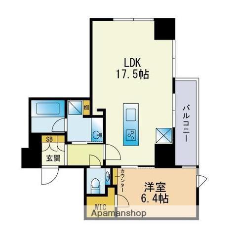 ロイヤルパークス大名(1LDK/17階)の間取り写真