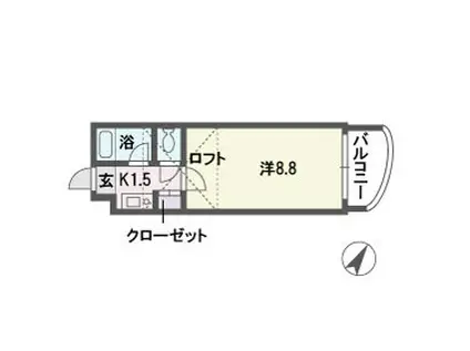 プラン・ド・ビ藤崎(1K/3階)の間取り写真
