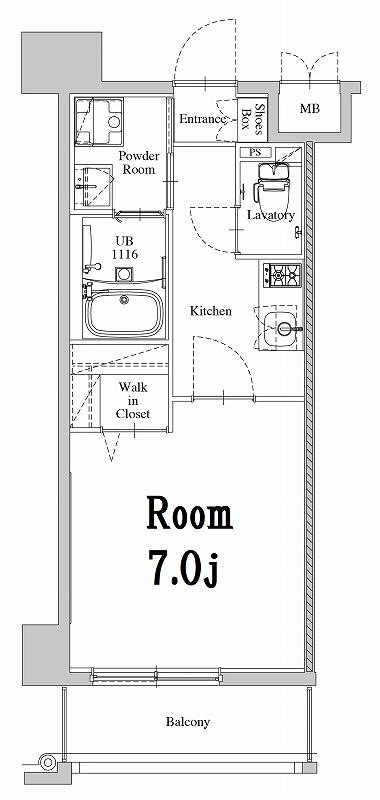 エンクレスト天神ウエスト(1K/7階)の間取り写真