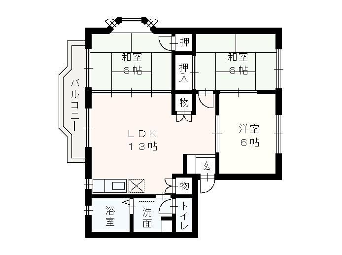 サンフォレスト横浜(3DK/1階)の間取り写真