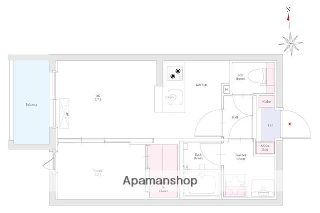 リアンプレミアム室見ステーション(1LDK/5階)の間取り写真