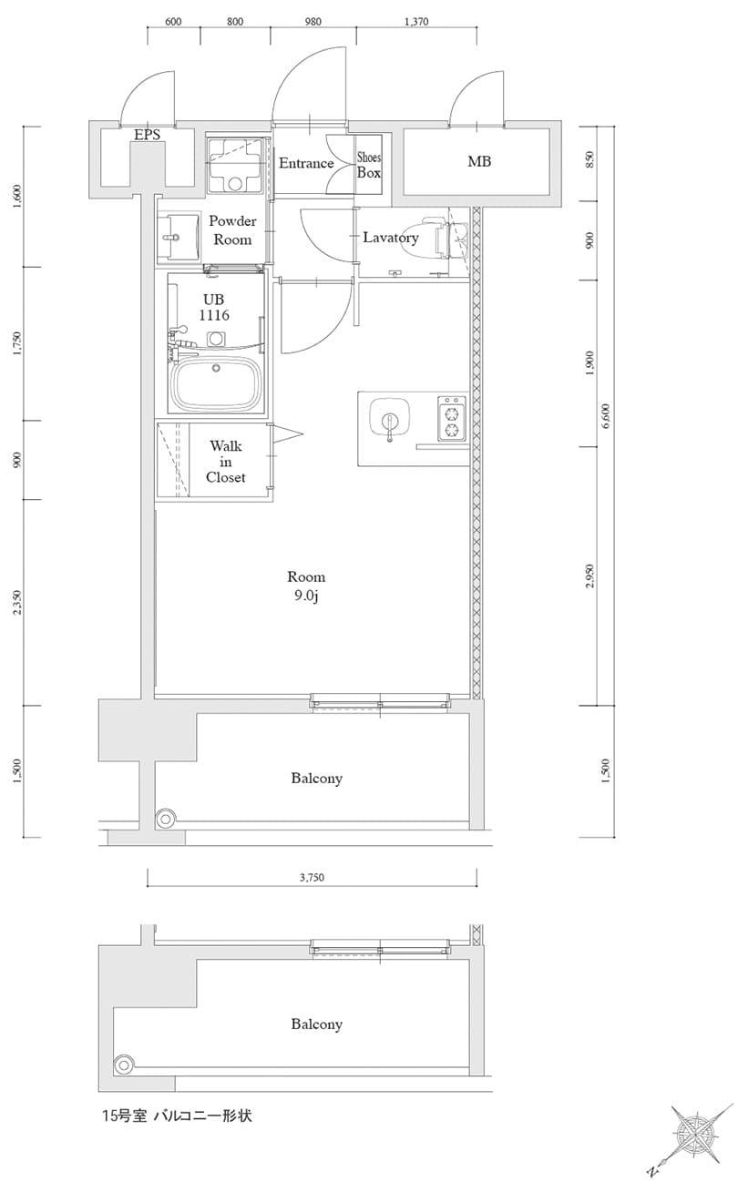 エンクレスト博多駅南FIT(ワンルーム/3階)の間取り写真