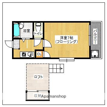 メゾンウエハラI(1K/2階)の間取り写真