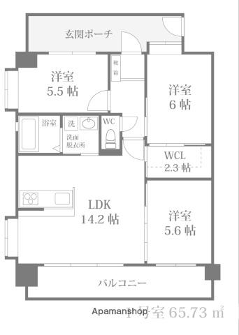 LIBERTUR(3LDK/4階)の間取り写真
