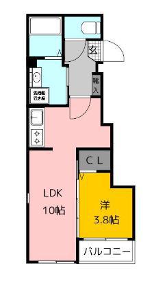 メゾンドわさび(1LDK/2階)の間取り写真