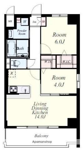 プレジール薬院テラス(2LDK/3階)の間取り写真